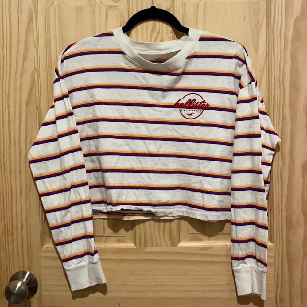 Striped Long-Sleeved Crop Top